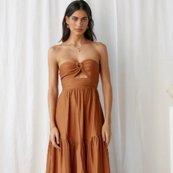 Maxi Dress Tan NWT Small - Picture 1 of 5